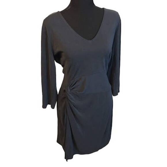 Abercrombie & Fitch Side Twist Black V Neck Dress Large - Picture 1 of 6